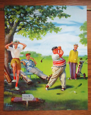 Humorous ART FRAHM  1957 vintage calendar print-4 men golfing picture