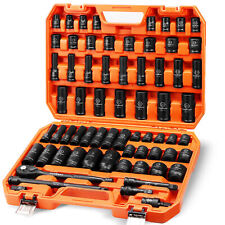 66PC Impact Socket Set 1/2in Drive 6 Point Shallow & Deep Socket Set SAE Metric picture
