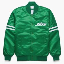 80s NFL New York Jets Green Satin Bomber Letterman Baseball Varsity Jacket picture