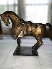 TANG Vintage Cast Iron Chinese Tang Dynasty Style War Horse Sculpture picture