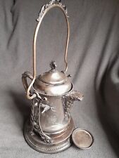 Antique Monarch Stamped Victorian Etched Silver Plated Tilting Kettle Teapot  picture