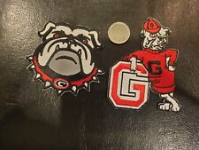 2)UGA University of Georgia Bulldogs Embroidered Iron On Patches 3.X2.75