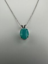 Vintage 14k White Gold Milky Turquoise Solitaire Pendant 10mm Necklace 18” picture