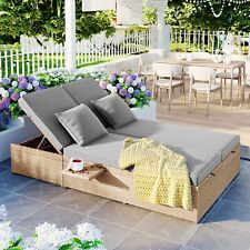 Outdoor Double Daybeds, Patio Reclining Chairs w/ Adjustable Backrest & Seat picture
