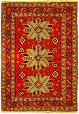 4' x 6' Red Orange Antique Russian Kazak Early 1900 13965 picture