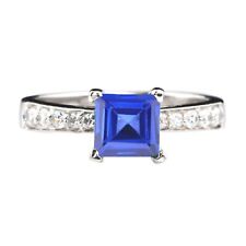 1.70Ct  Natural Blue Tanzanite Certified Diamond Ring In 14KT White Gold picture