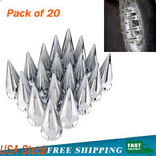 20PCS Spike Lug Nut Cover 33mm Chrome ABS Plastic Screw-On Style For Semi Truck picture