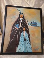 Vintage Oil on Canvas Southwest Native American Mother & Child by Mary Naccarato picture
