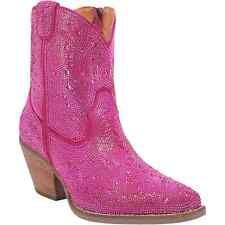 RHINESTONE COWGIRL LEATHER BOOTIE Bright Pink Size 9 NWOB picture