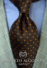 Umberto Algodon  by Lord R Colton Dark Brown Citrus Gold Dot Woven Necktie New picture