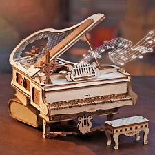 Robotime 3D Wooden Puzzle Magic Piano Mechanical Music Box DIY Assembly Kit Gift picture