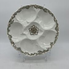 Rare Antique Haviland and Company Limoges Green Decoration Oyster Plate picture