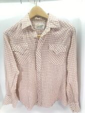 Stage West Prior Pearl Snap Shirt Men Medium Beige Check Long Sleeve Western VTG picture