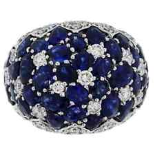 Unique Royal Blue 15.36CT Sapphire With 3.36CT Shiny Cubic Zirconia Dome Ring picture