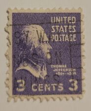 Vintage Rare 1932 Violet Thomas Jefferson 3 Cent Stamp Scott 807 VF-OG Condt picture