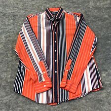 VTG Polo Ralph Lauren Long Sleeve Button Shirt Men's 17 Orange Blue Striped picture