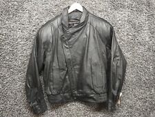 Vintage Byrnes and Baker Leather Cross Zip Jacket Men Medium Black Lined picture
