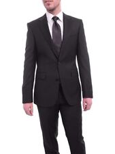 Napoli Slim Fit Solid Black Half Canvassed Wool Cashmere Blend Suit picture