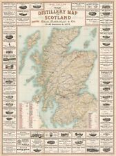 1902 Whiskey Scotch Alcohol Distillery Map of Scotland Poster Print picture