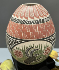 Mata Ortiz Pottery Jumping Bird Eleuterio Pina Olla Sgraffito Mexican Ceramics picture