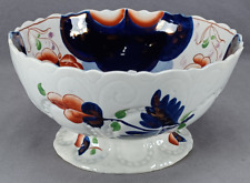 Mid 19th Century British Gaudy Dutch Gaudy Welsh Hand Enameled Large Footed Bowl picture
