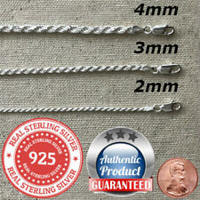 925 Sterling Silver real Italian Silver solid Rope Chain Mens  womans  Necklace  picture