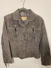 SCULLY Gray Western Vintage Jacket L Women’s Rodeo Cowgirl Fringe Tassels Ranch picture