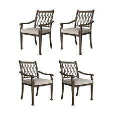 Clihome Set of 4 Cast Aluminum Patio Classic Lattice Dining Chairs with Cushions picture