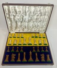 Vintage Staunton Chess Set Lot Hand Carved BT picture