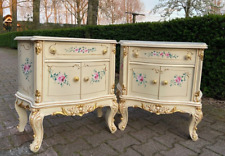A pair of antique Italian Baroque/Rococo nightstands in cream or ivory beech picture