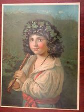 Portland Maine 1880 rare Hallet chromo Italian Shepherd Boy Portrait Flute picture