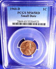 1960-D 1C RD Small Date Lincoln Memorial Cent-PCGS #2869 Grade MS65RD--207-1 picture