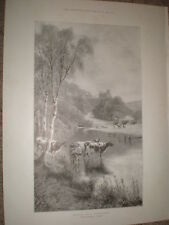 Haddon Hall Derbyshire by F W Hayes 1899 old print picture