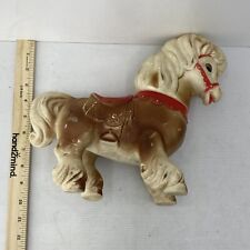 VTG 1960s Rubber White Brown Carousel Horse Toy Figure Used picture
