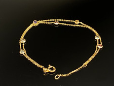 Solid 14K Yellow Gold 0.70ctw Round Multi Color Tourmaline Double Strand Bracele picture