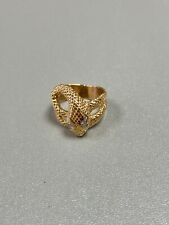 Vintage 14K Yellow Gold Snake Ring with Diamond Eyes picture