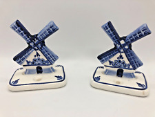 Vintage Pair JOA Delft Blue Hand Painted Dutch Holland Netherlands Windmill Wall picture