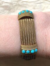 Stunning Antique BRACELET w.Turquoise Cabochons -7 chains attached together 18cm picture