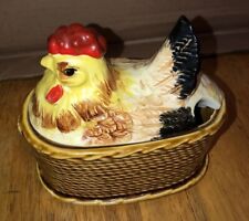 Vintage Ceramic Hen On Nest Tureen Serving Dish ￼fun picture