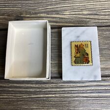 Vintage March Co Stamp Design Marble Paperweight 32 Cent Stamp Christmas Tree picture