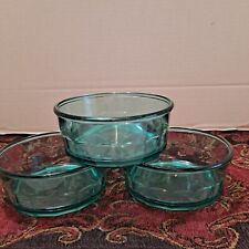 Lot of 3 Vintage Arcoroc France Teal Green Aqua Rib Sided Bowls Maked #10 picture