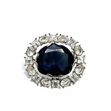 Vtg Smithsonian Institution Hope Diamond Reproduction Brooch Blue Crystal Pin picture
