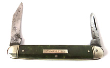VINTAGE COLONIAL? FOLDING POCKETKNIFE GREEN STAINLES STILL picture