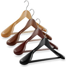 6 Wide Shoulder Wood Suit Hangers - Clothes Coats Jackets Dress Pants picture