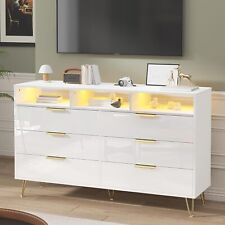 High Gloss Wood Dressers & Chests of Drawers with LED Lights, 6 Drawer Dresser picture