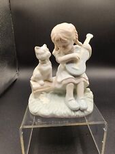 Girl Playing Guitar With Cat  Valencia Collection 1984 Roman Inc figurine picture