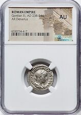 Gordian III 238-244 AD Roman Empire AR Denarius Silver NGC AU About Uncirculated picture