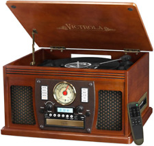 Victrola 8-in-1 Bluetooth Record Player & Multimedia Center, Mahogany picture