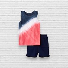 New Cat & Jack Baby Toddler Boys Girls Tank Top Shorts Set Red White Blue Sz 12M picture