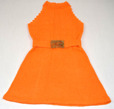 Mini Dress VTG 60s St John Fresh Orange Knit Crocheted Bodice Mod/GoGo Sz S/M picture